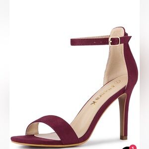 New Women’s Suede Ankle Strap Heel Sandals Burgundy